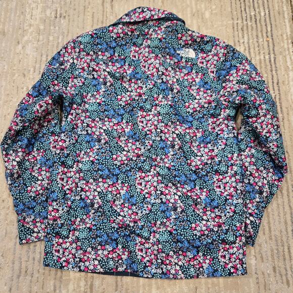 The North Face Reversible Barn Chore Coat Lightweight Floral Blue Windowpane L - Picture 5 of 9